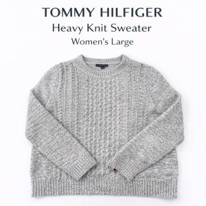 Tommy Hilfiger Women’s Heavy Knit Sweater – Gray Cable Knit – Size Large